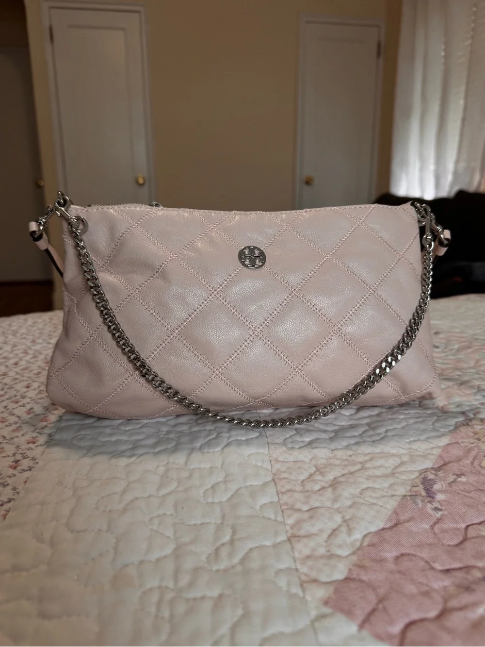 Tory Burch Willa Zip Shoulder Bag Soft Pink